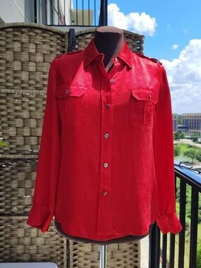 Talbots Bright Red Petite Blouse